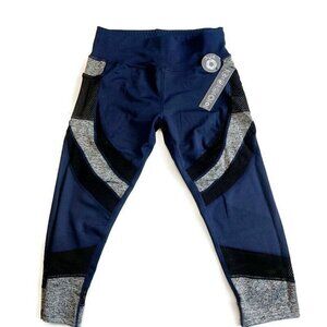 RAG Capri Activewear Leggings Sweat Wicking Womens L Yoga Gym Blue Black Gray